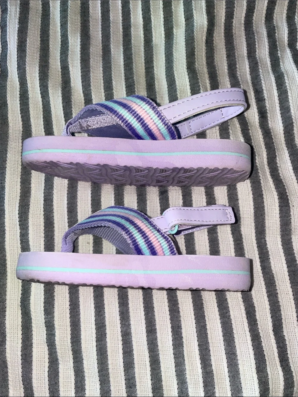 The Children's Place Girls' Lavender and Brown Rainbow Strap Sandals